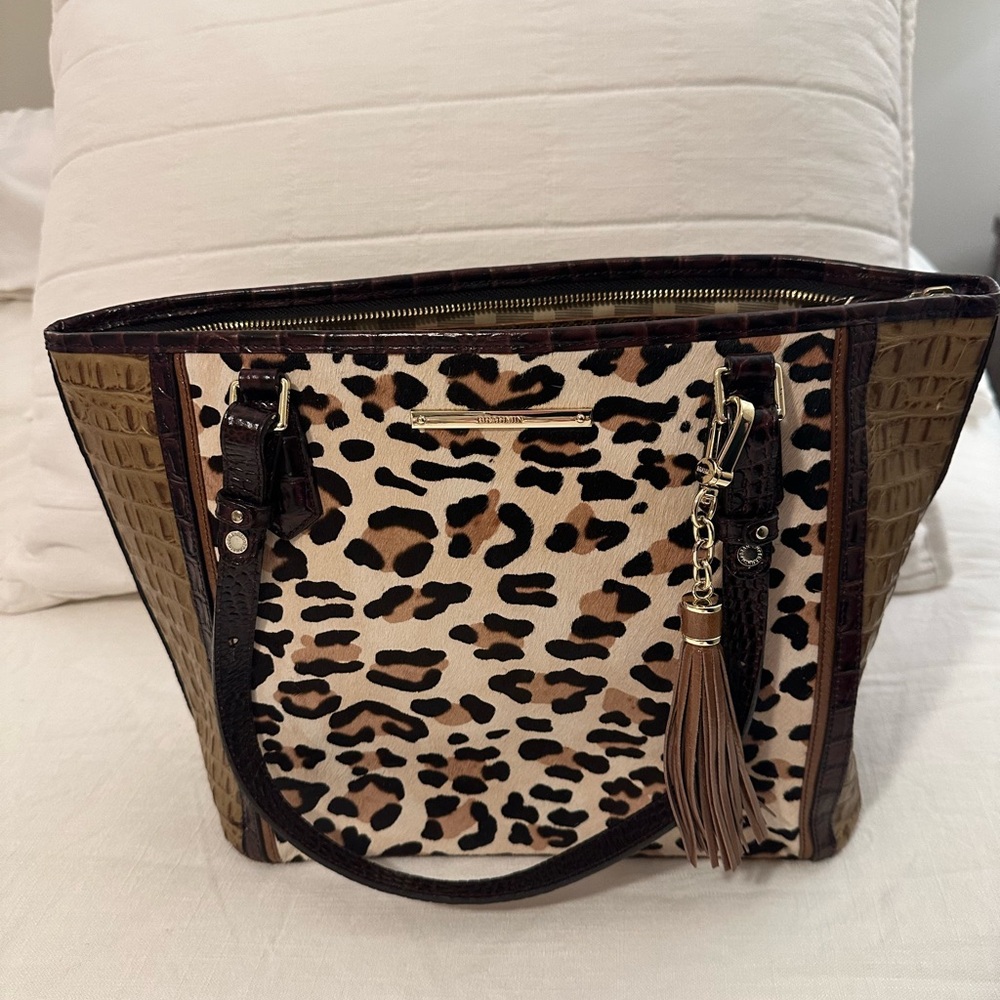 Brahmin Leopard and Tan Tote with Tassel